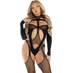 Бодістокінг Leg Avenue Bodystocking With cutout teddy Black One Size