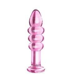 Анальная пробка LoveToy Glass Romance 5.5" 14 см (розовый)