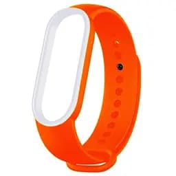 Ремінець Uwatch Double Color Replacement Silicone Band For Xiaomi Mi Band 5/6/7 Orange/White Line