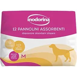 Подгузники Inodorina Pannolini Assorbenti для собак сук абсорбирующие с индикатором влажности размер M 12 шт. (250.0100.003)