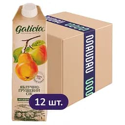 Упаковка сока Galicia Яблочно-грушевый прямого отжима 12 л (1 л х 12 шт.)