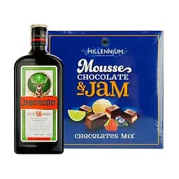 Набор: Ликер Jagermeister 35% 0.5 л + Конфеты шоколадные Millennium Mousse ассорти 180 г