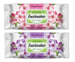 Вологі серветки універсальні Freshmaker Berry/Cherry Blossom 100 шт. Велика пачка серветок з клапаном
