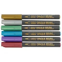 Набір маркерів на водній основі Opaque Brush металіки 6 кольорів Marvy - мініатюра 2