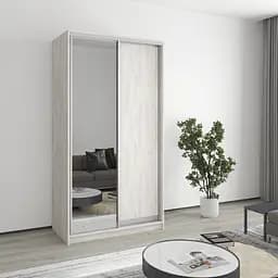 Шафа-купе дводверна MebelStar Стандарт AL ДСП/Дзеркало 110x45x210 см Аляска сірий (MBS-2397)