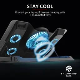 Підставка для ноутбуків Trust GXT 1125 Quno, до 17.3", BLUE LED, чорний - мініатюра 10