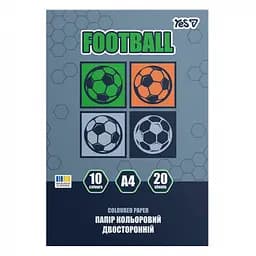Папір кольоровий двосторонній Yes Football, 20 аркушів, А4, скоба (955503)