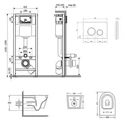 Набір Q-tap Nest 4 в 1 підвісний унітаз Jay Ultra Quiet 485x360x320 + комплект інсталяції QT07335177W45136 - мініатюра 2