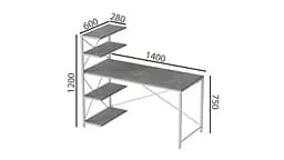Комп'ютерний стіл Ferrum-decor Джек 75x140x70 Білий ДСП Бетон (FRD-105320) - мініатюра 3