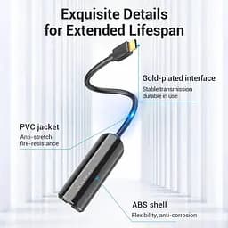 Перехідник Vention USB 3.1 Type-C Ethernet RJ45 1000Mb Gigabit чорний - мініатюра 3