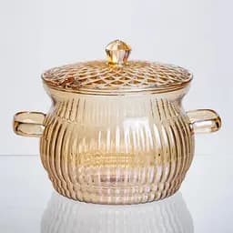 Каструля скляна Yiwu термостійка HP-34-64 2 л з кришкою рельєфна коричнева для приготування