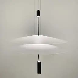 Дизайнерский 2-х ярусный светильник КРЫЛЬЯ СВЕТА с черным основанием Line.F MJ 14-680+680 BK