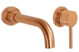 Смеситель для умывальника Rea Lungo Long brushed copper + BOX скрытого монтажа REA-B4601 Теплый закат