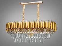 Красива кришталева люстра овальної форми в зал, 8 ламп