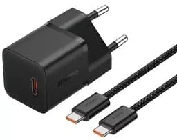 Мережевий зарядний пристрій Baseus GaN5 Fast Charger (Xiaomini) Type-C 20W + Cable Type-C to Type-C P10110900113-00 Black