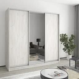 Шкаф-купе трехдверный MebelStar Стандарт AL 2ДСП/Зеркало 210x45x210 см Аляска серый (MBS-2953)