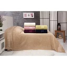 Простыня-покрывало Belizza махровая бамбуковая 200х220 см бежево-белая 000229812