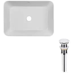 Умивальник Qtap Virgo накладний прямокутний 490x350x110 мм White + донний клапан PU02, Білий