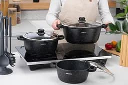 Каструля Ardesto зі скляною кришкою Gemini Anzio 6.4л алюміній чорний kuh0014756 - мініатюра 6