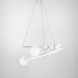 Дизайнерська біла LED люстра з акриловими кульками | Line F | Арт. 901-600 WT LED+G9*2 - мініатюра 3