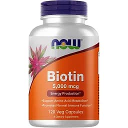 Витамины и минералы Now Biotin 5000 мкг 120 вегакапсул