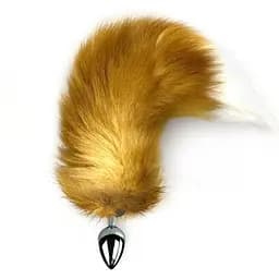 Металлическая анальная пробка Art of Sex с хвостом из натурального меха Size M Red fox