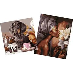 Набір для розпису по номерах Ideyka Аромат лілій 40х50 см та Пухнастий кухар 40х40 см (СKHO1384)