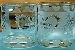 Парні чашки 320 мл Лебеді з гравіюванням кухоль для закоханих  Подарунок на весілля річницю для коханих