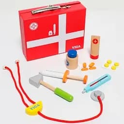 Ігровий набір Viga Toys Валіза доктора 50530 дерев'яний набір 10 інструментів лікаря