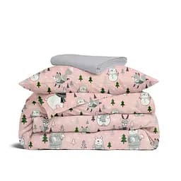 Дитяча постільна білизна в ліжечко WINTER ANIMALS CS10, рожевий (AnimalsWinterRose_52Grey_140)