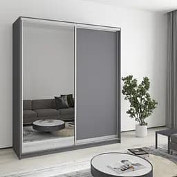 Шкаф-купе двухдверный MebelStar Уни AL ДСП/Зеркало 180x45x210 см Антрацит (MBS-2610)