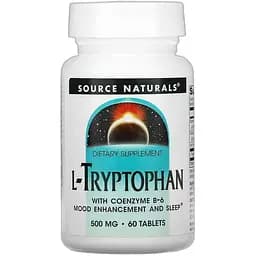 Аминокислота Source Naturals L-Tryptophan with Coenzyme B-6 500 мг 60 таблеток
