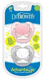 Пустышка Dr. Brown's Advantage Розовые звезды, 0-6 мес., розовый, 2 шт. (PA12001-INTLX)