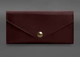 Кожаный клатч (портмоне) на кнопке 5.0 Бордовый
