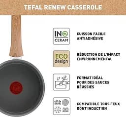 Сотейник Tefal Renew Eco Design 2 л. 18 см (C4252913) з керамічним антипригарним покриттям - мініатюра 2
