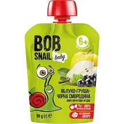 Пюре фруктове Bob Snail Яблуко-груша-чорна смородина, гомогенізоване 900 г (10 шт. по 90 г) - мініатюра 2