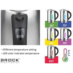 Електрочайник BROCK WK 2302 D 1850-2200Вт/1.7л/встановлення температури нагріву/нерж.сталь (WK2302D) - мініатюра 2