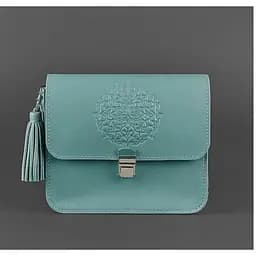 Шкіряна жіноча бохо-сумка Лілу бірюзова