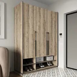 Шкаф для одежды Flamecame с полочками и штангой на 3 двери в прихожую FR-06