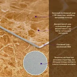Декоративна ПВх плита 600x600x3 мм Кремовий мармур S SW-00001619 - мініатюра 2