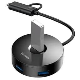 Мультипортовий адаптер USB Хаб Baseus Round Box Type-C + USB to 1 USB3.0 + 3 USB2.0 CAHUB-GA01 Black
