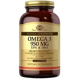Жирні кислоти Solgar Triple Strength Omega 3 950 мг 100 капсул