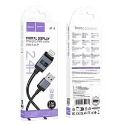 Кабель Hoco X118 Generous charging data cable with display iP Чорний - мініатюра 2