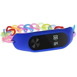 Ремінець Uwatch Fashion Rainbow Color Elastic Stretch Replacement Silicone Strap For Xiaomi Band 2 Blue
