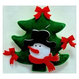 Брошь Елка со снеговиком