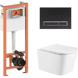 Набір Q-tap Nest 4 в 1 підвісний унітаз Crow Ultra Quiet 490x360x290 + комплект інсталяції QT05335171W45131