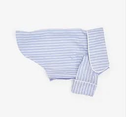 Сорочка з кантом для собак блакитна в смужку S/M (довжина спинки 38-44см) - мініатюра 3