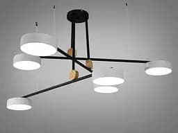 Сучасна світлодіодна люстра в дитячу, 72 Вт, чорний+білий