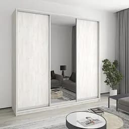 Шкаф-купе трехдверный MebelStar Уни AL 2ДСП/Зеркало 240x60x240 см Аляска серый (MBS-1974)