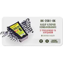 Набір комбінованих тріскачкових ключів Alloid з карданом 8-19 мм 8 предметів (HK-2081-8K) - мініатюра 5